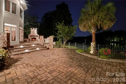 a view of a fireplace with an outdoor space