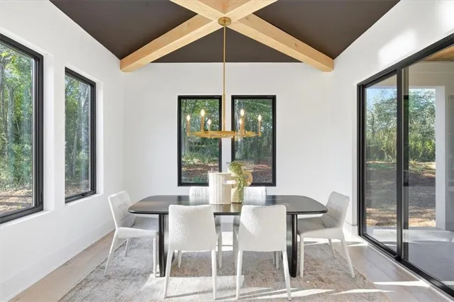 a living room with a couch and a table