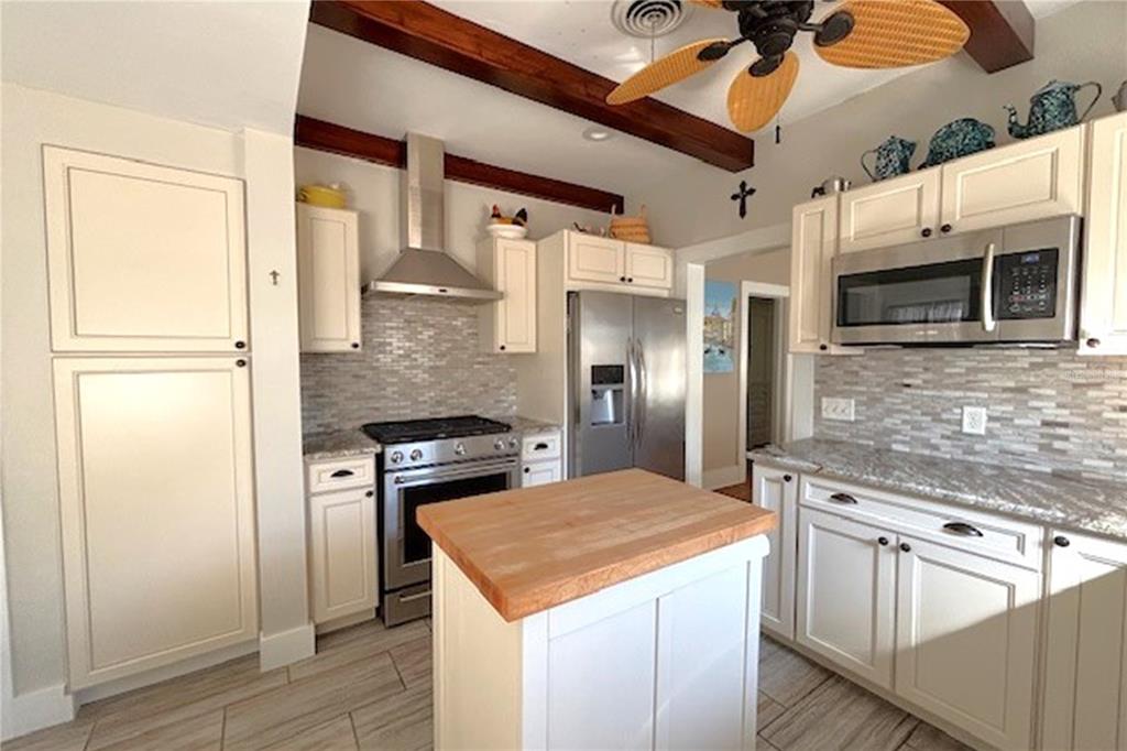 1245 Alexander Street Mount Dora, FL 32757 - Photo 18 of 55 a kitchen with stainless steel appliances granite countertop a refrigerator a stove and a sink with wooden floor