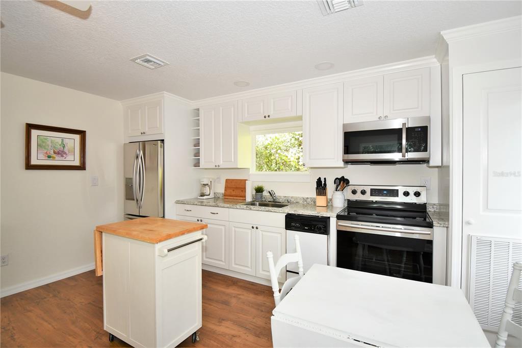 1245 Alexander Street Mount Dora, FL 32757 - Photo 42 of 55 a kitchen with stainless steel appliances a stove sink microwave and refrigerator