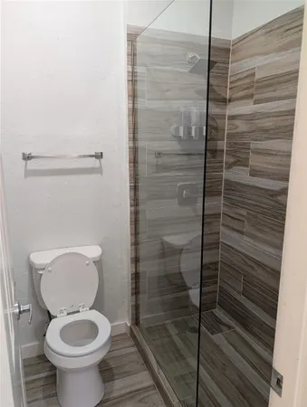 a view of a room with racks on the wall