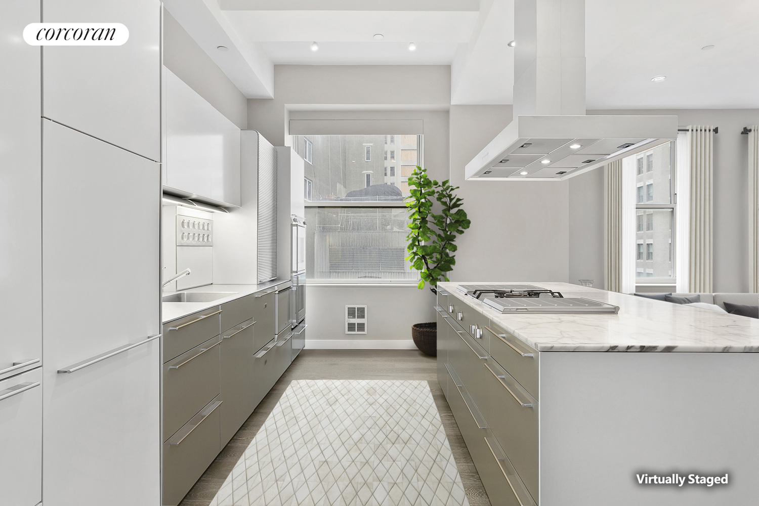 15 Broad Street, Unit 1610 Manhattan, NY 10005 - Photo 2 of 8 a kitchen with a sink stove and refrigerator