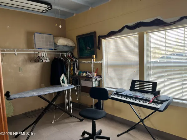 a room with musical instruments