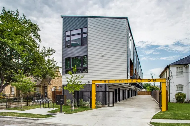 a view of a building with a street