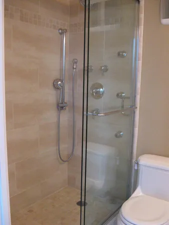 a view of an empty room and a window