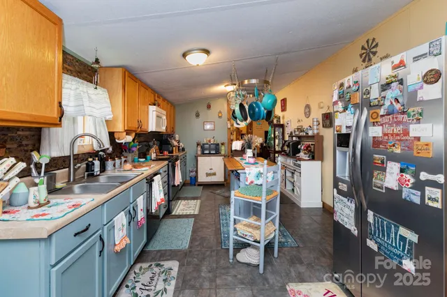 a kitchen with lots of counter top space