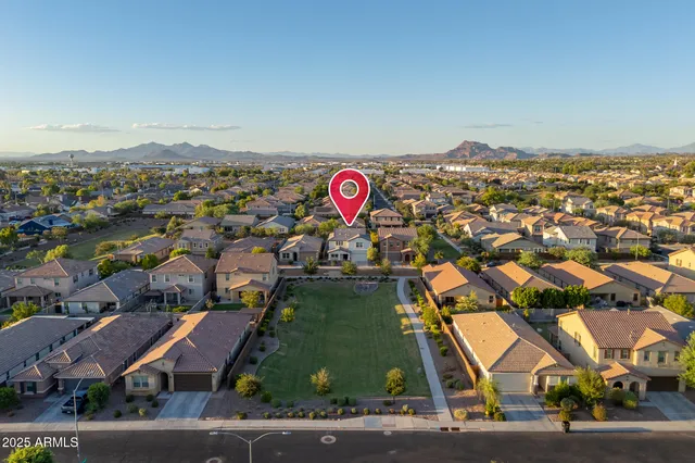 an aerial view of a house