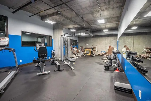 a view of a room with gym equipment