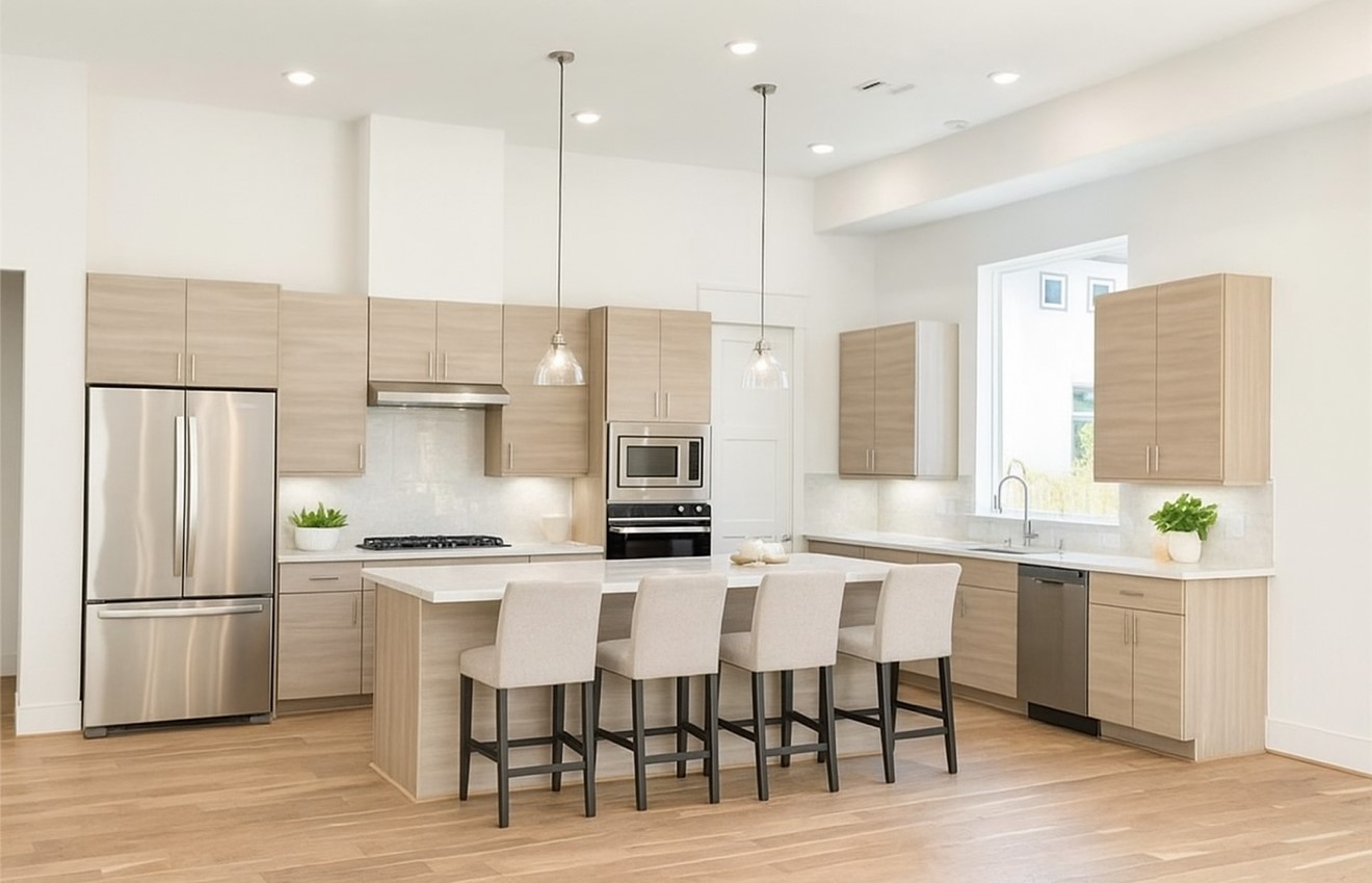 3311 Cardinal Crest Lane Houston, TX 77080 - Photo 4 of 14 Sheik European Style Cabinetry - Huge Island - Fisher Paykel Appliances - (Picture was virtually staged - as well with the Fridge)