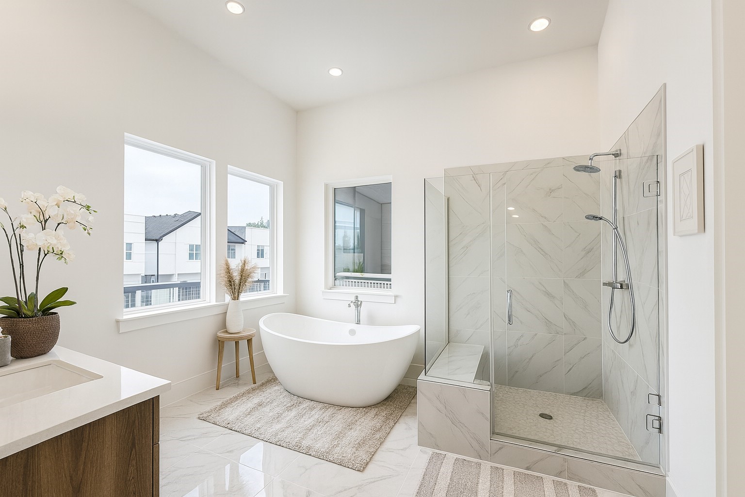 3311 Cardinal Crest Lane Houston, TX 77080 - Photo 8 of 14 Gorgeous Bathroom - highlighted with Free Standing Tub and Seated Shower