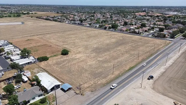an aerial view of a large parking space