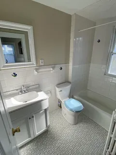 a bathroom with a sink toilet a mirror and vanity