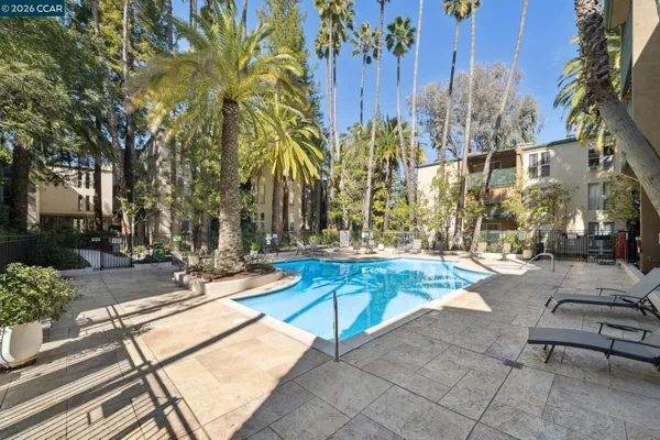 a view of a swimming pool with lounge chair