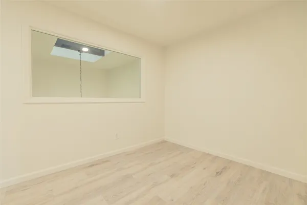 an empty room with a workbench