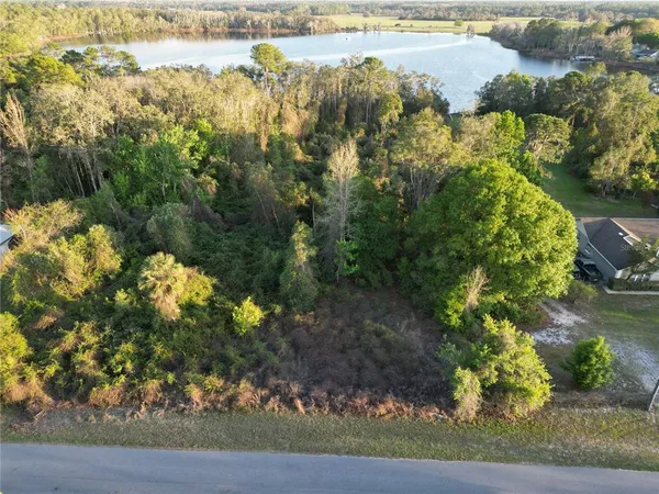 a view of a lake with a park