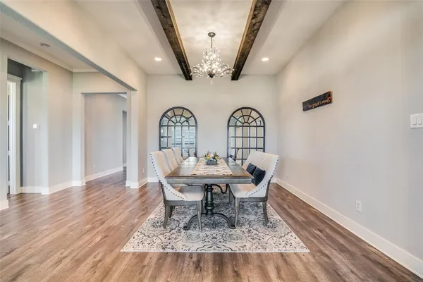 a workspace with wooden floor