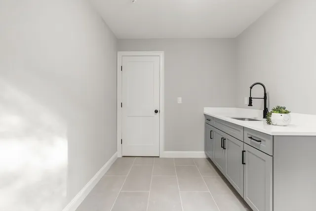 a view of a swimming pool with a garden