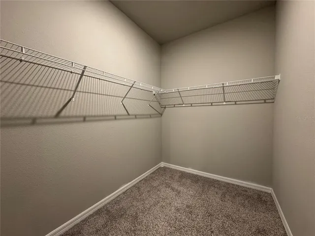 a view of a room with racks on the wall