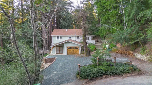 an aerial view of a house