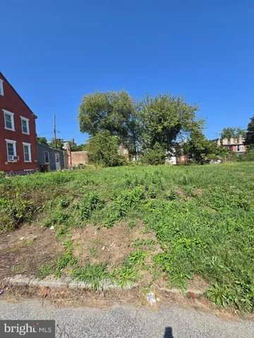 a view of a garden with a building in the background