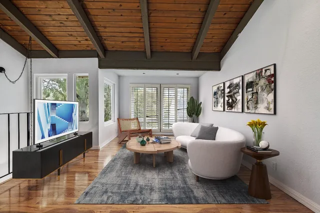 a living room with furniture