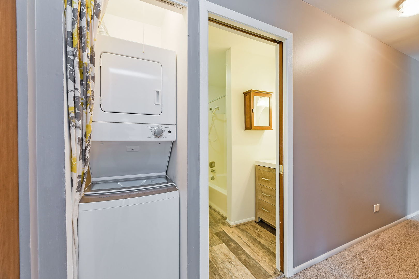 1464 Stonebridge Circle, Unit E3 Wheaton, IL 60189 - Photo 5 of 9 a bathroom with a bathtub and a mirror