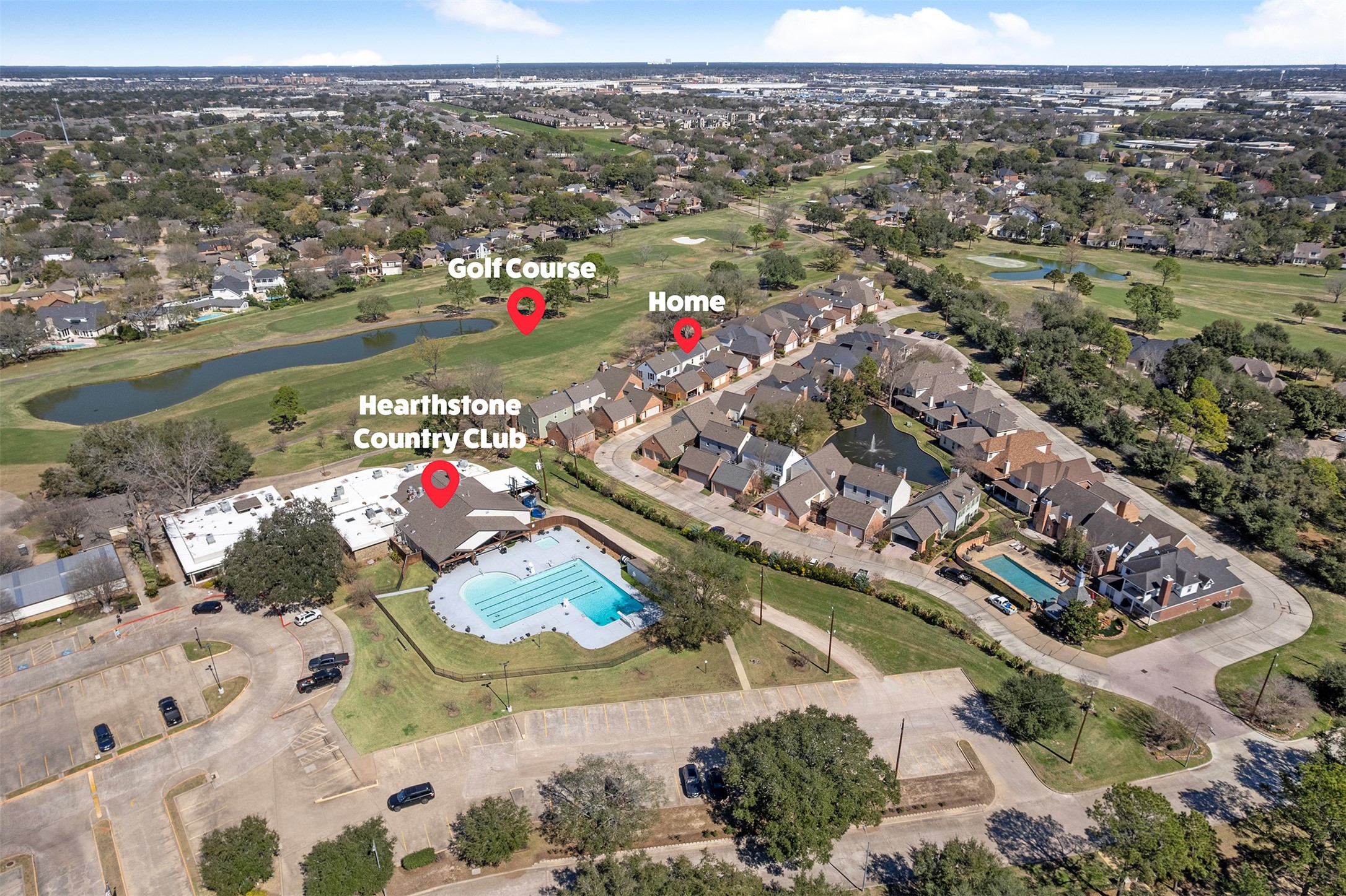 7635 Ameswood Road Houston, TX 77095 - Photo 33 of 39 Aerial view showing how close the country club is and the golf course views.