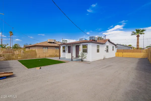 a view of a house with a patio