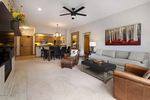 a living room with furniture