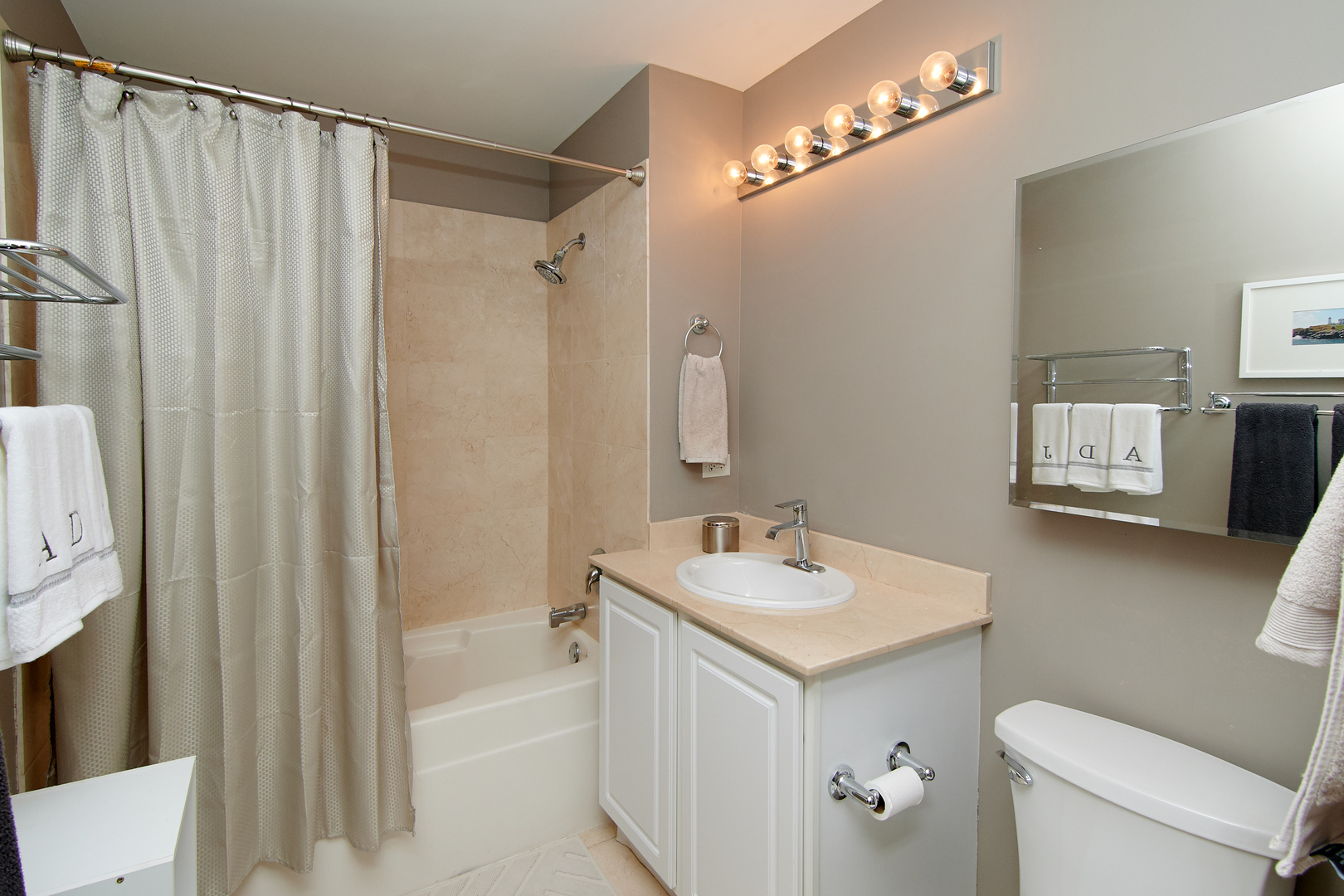 210 South Desplaines Street, Unit 1003 Chicago, IL 60661 - Photo 14 of 27 a bathroom with a sink a toilet and shower