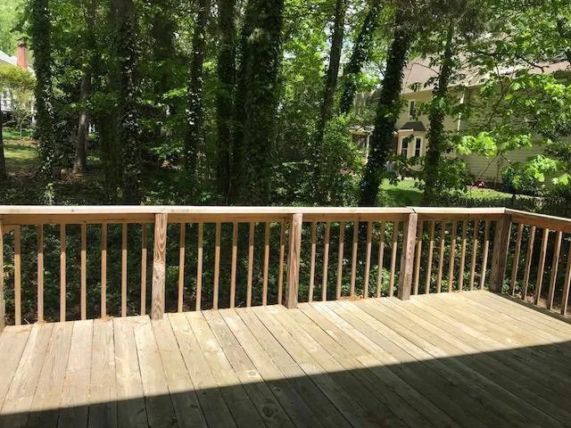 a view of wooden deck