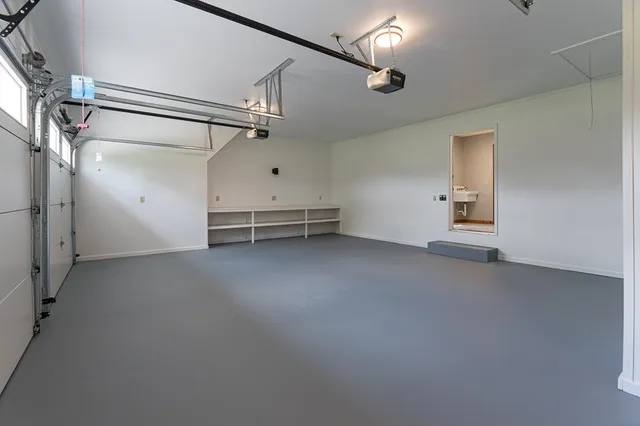 a view of a park with large trees