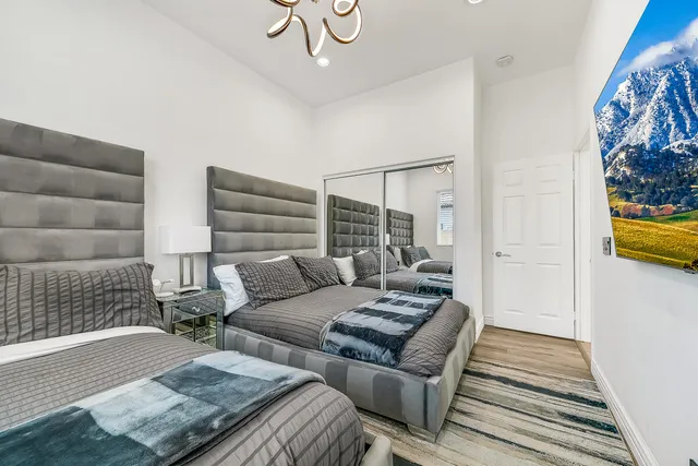 a living room with furniture and a rug