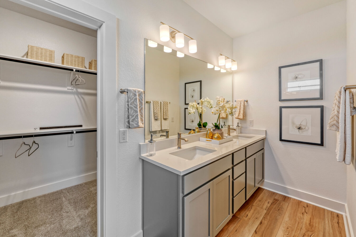 141 Sincere Drive Kyle, TX 78640 - Photo 17 of 23 a bathroom with a sink a mirror and a shower