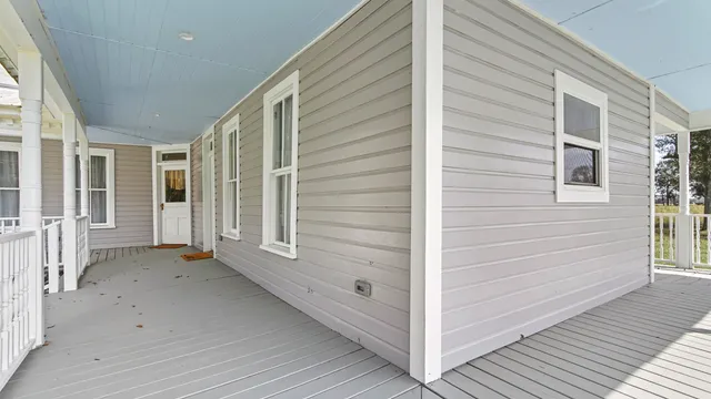 a view of a wooden deck