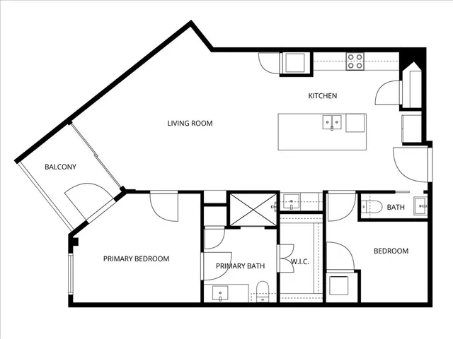 a kitchen with a sink stove and microwave