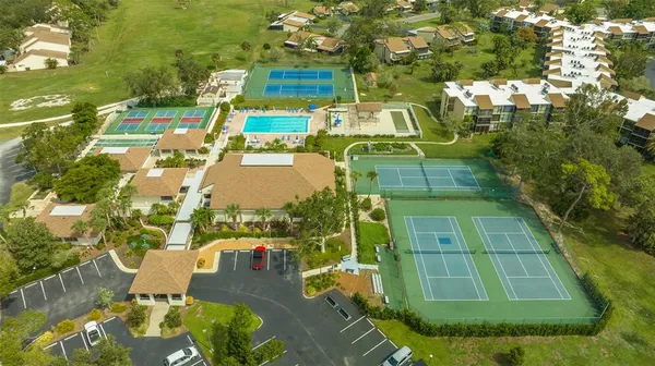 an aerial view of a house