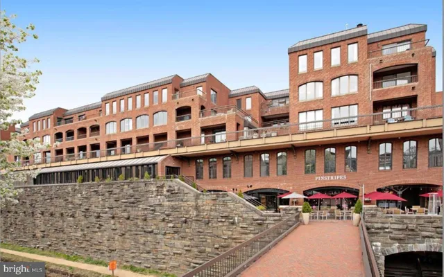 a view of a terrace with trees