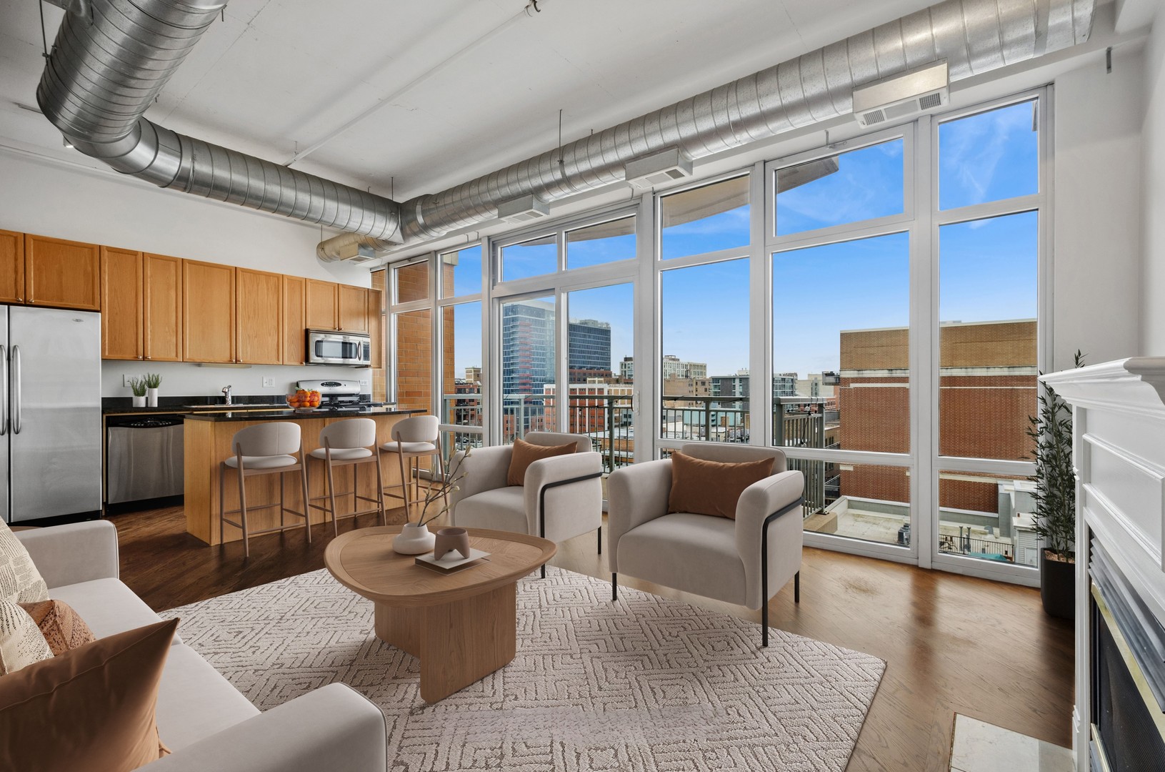 950 West Monroe Street, Unit 809 Chicago, IL 60607 - Photo 4 of 21 a living room with furniture and a large window