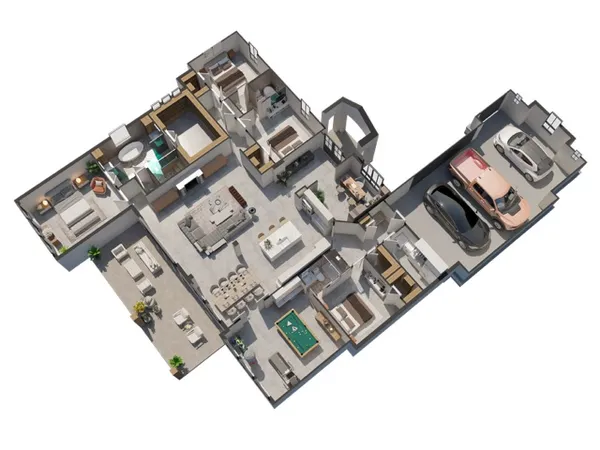 an aerial view of a house