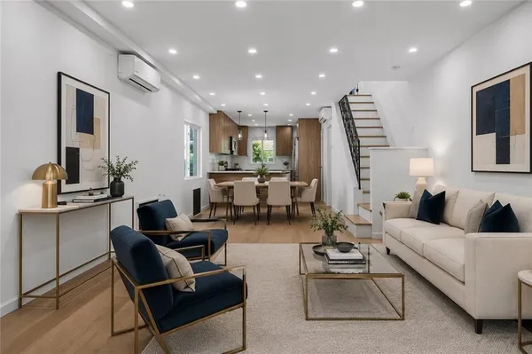 a living room with furniture