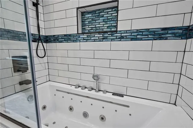 a bathroom with a shower