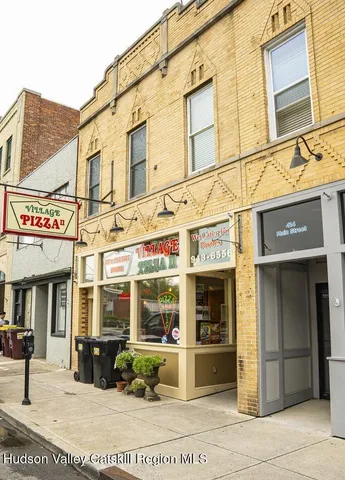 a view of a building with sitting space
