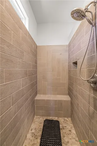 a bathroom with a shower