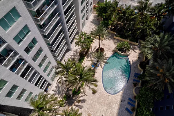 an aerial view of a entryway