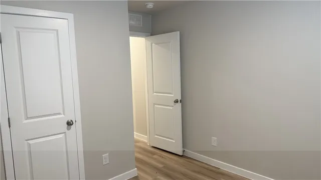 a room with table and mirror