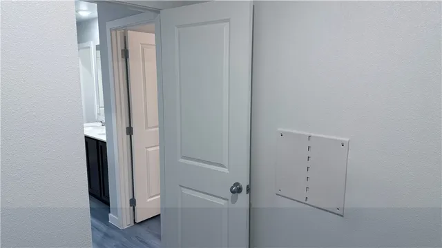 a view of an front of red wall