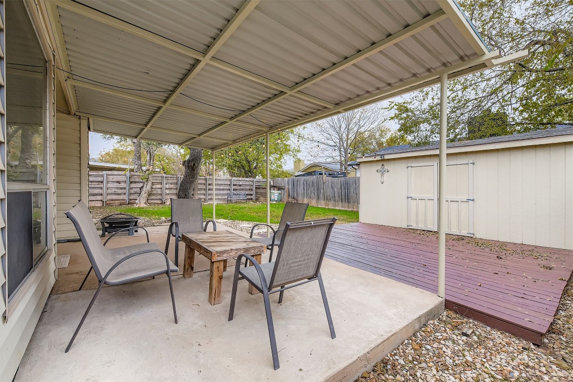 3104 Dominic Drive Austin, TX 78745 - Photo 23 of 28 Fenced backyard featuring a patio area and an outdoor structure