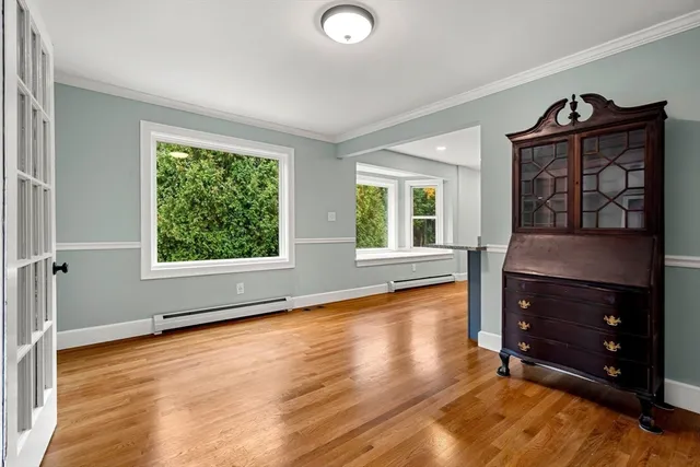 wooden floor and windows in a room
