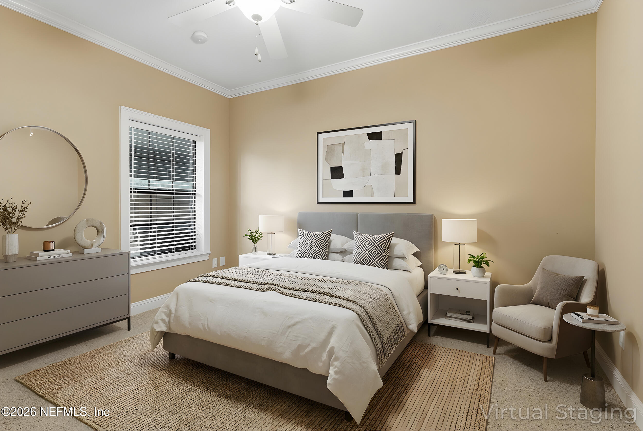 114 Warren Circle St. Johns, FL 32259 - Photo 22 of 32 a bedroom with a bed and a chandelier